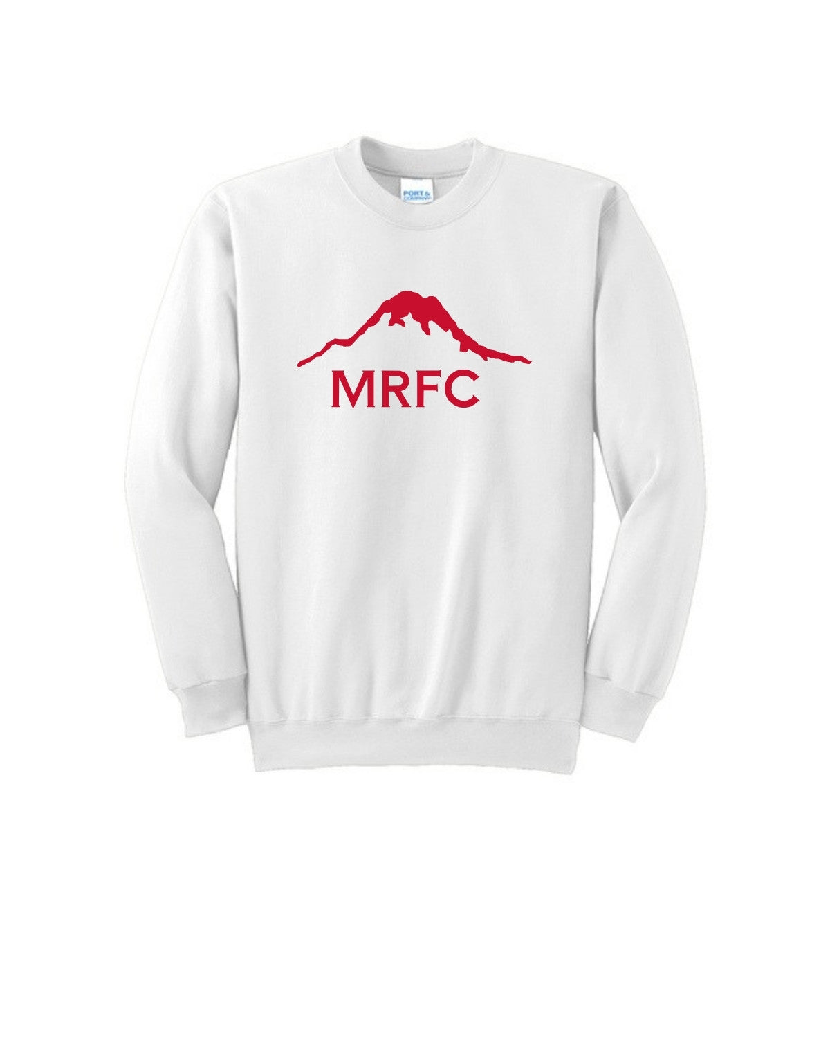 MRFC - White Essential Fleece Crewneck (Red Logo) - PC90