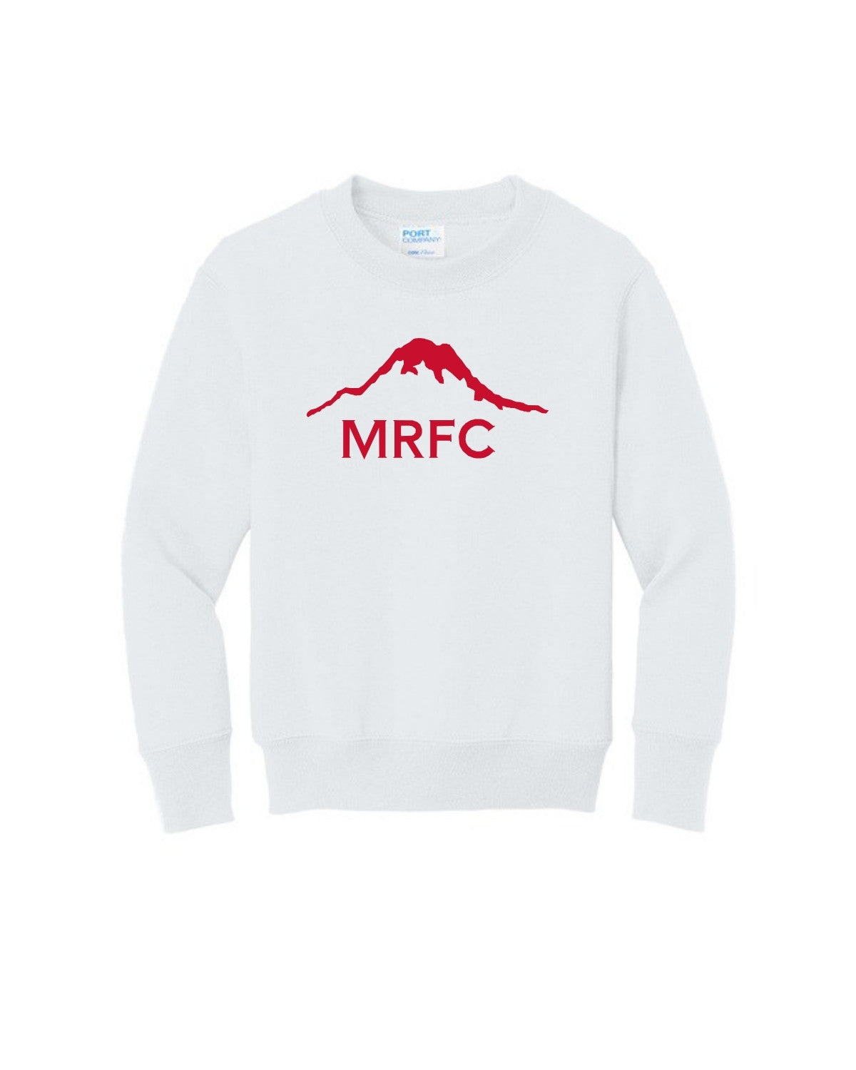 MRFC - White Youth Core Fleece Crewneck (Red Logo) - PC78Y